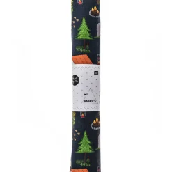 Rico Design Baumwollstoff Stoffabschnitt Camping schwarz bunt 50x140cm