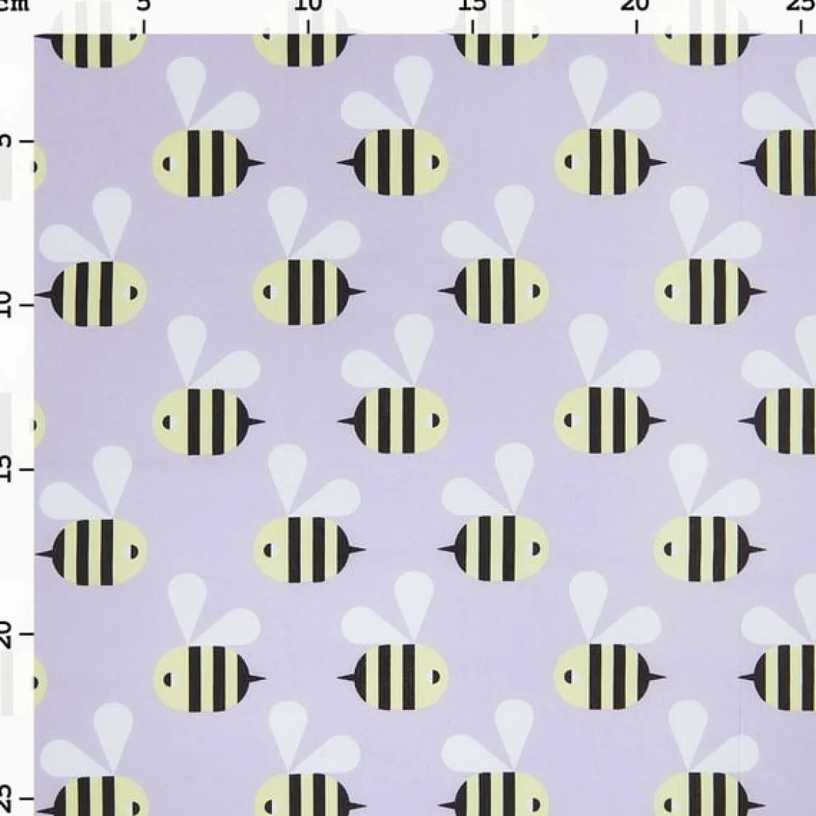Rico Design Baumwollstoff Stoffabschnitt Bienen flieder gelb schwarz 50x140cm