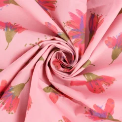 Rico Design Baumwollstoff Stoffabschnitt Aquarellblüten rosa bunt 50x140cm