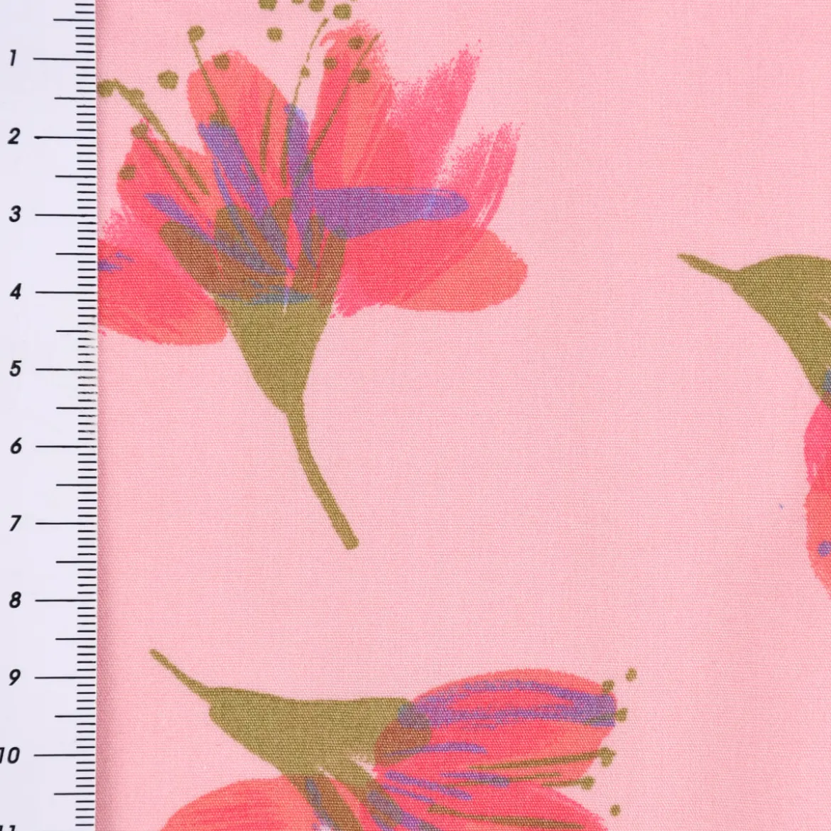 Rico Design Baumwollstoff Stoffabschnitt Aquarellblüten rosa bunt 50x140cm