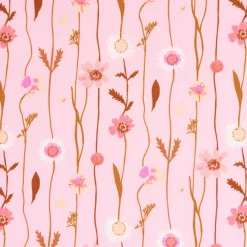 Rico Design Baumwollstoff Wildblumen rosa bunt 1,4m Breite