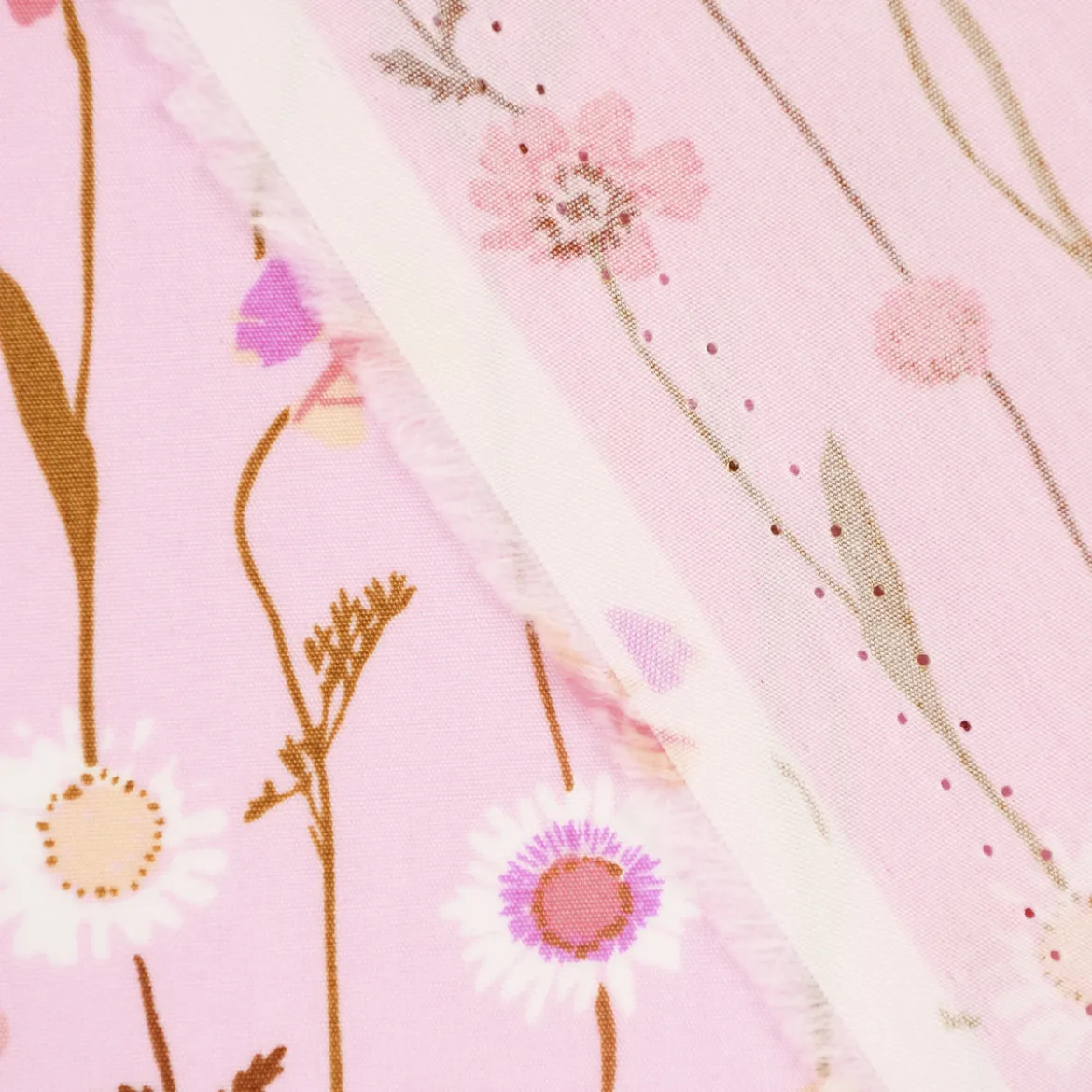 Rico Design Baumwollstoff Wildblumen rosa bunt 1,4m Breite