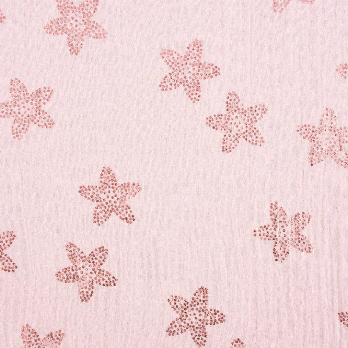 Rico Design Bekleidungsstoff Krinkel Musselin Stoffabschnitt Kirschblüten rosa metallic rosa 50x130cm