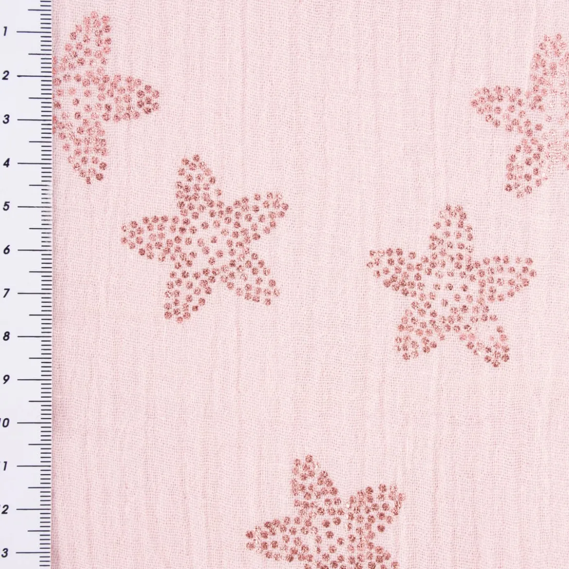 Rico Design Bekleidungsstoff Krinkel Musselin Stoffabschnitt Kirschblüten rosa metallic rosa 50x130cm