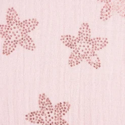 Rico Design Bekleidungsstoff Krinkel Musselin Stoffabschnitt Kirschblüten rosa metallic rosa 50x130cm