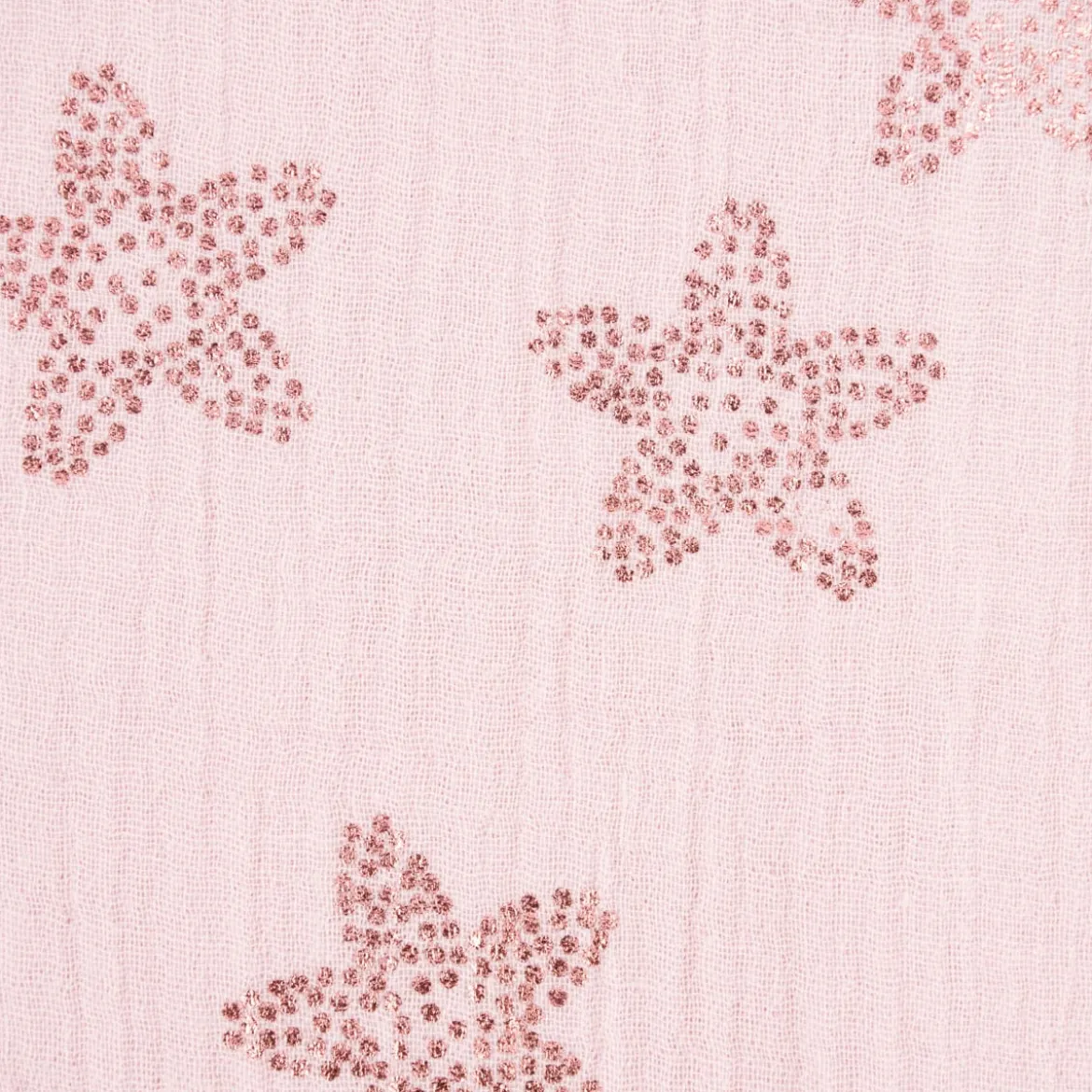 Rico Design Bekleidungsstoff Krinkel Musselin Stoffabschnitt Kirschblüten rosa metallic rosa 50x130cm