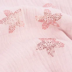 Rico Design Bekleidungsstoff Krinkel Musselin Stoffabschnitt Kirschblüten rosa metallic rosa 50x130cm