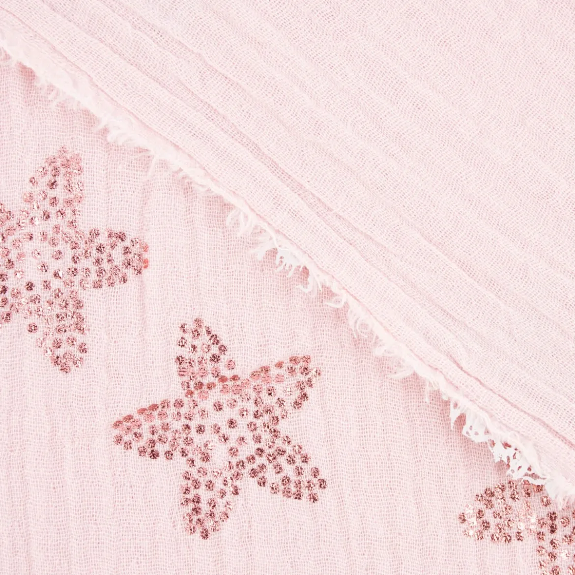 Rico Design Bekleidungsstoff Krinkel Musselin Stoffabschnitt Kirschblüten rosa metallic rosa 50x130cm
