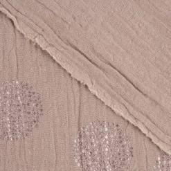 Rico Design Bekleidungsstoff Krinkel Musselin Stoffabschnitt Kirschblüten taupe metallic taupe 50x130cm
