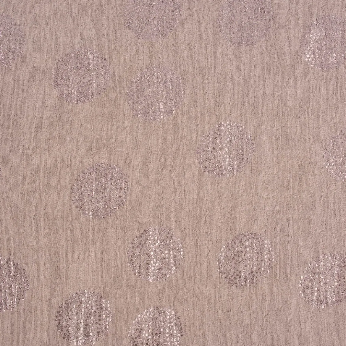 Rico Design Bekleidungsstoff Krinkel Musselin Stoffabschnitt Kirschblüten taupe metallic taupe 50x130cm