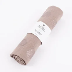 Rico Design Bekleidungsstoff Krinkel Musselin Stoffabschnitt Kirschblüten taupe metallic taupe 50x130cm