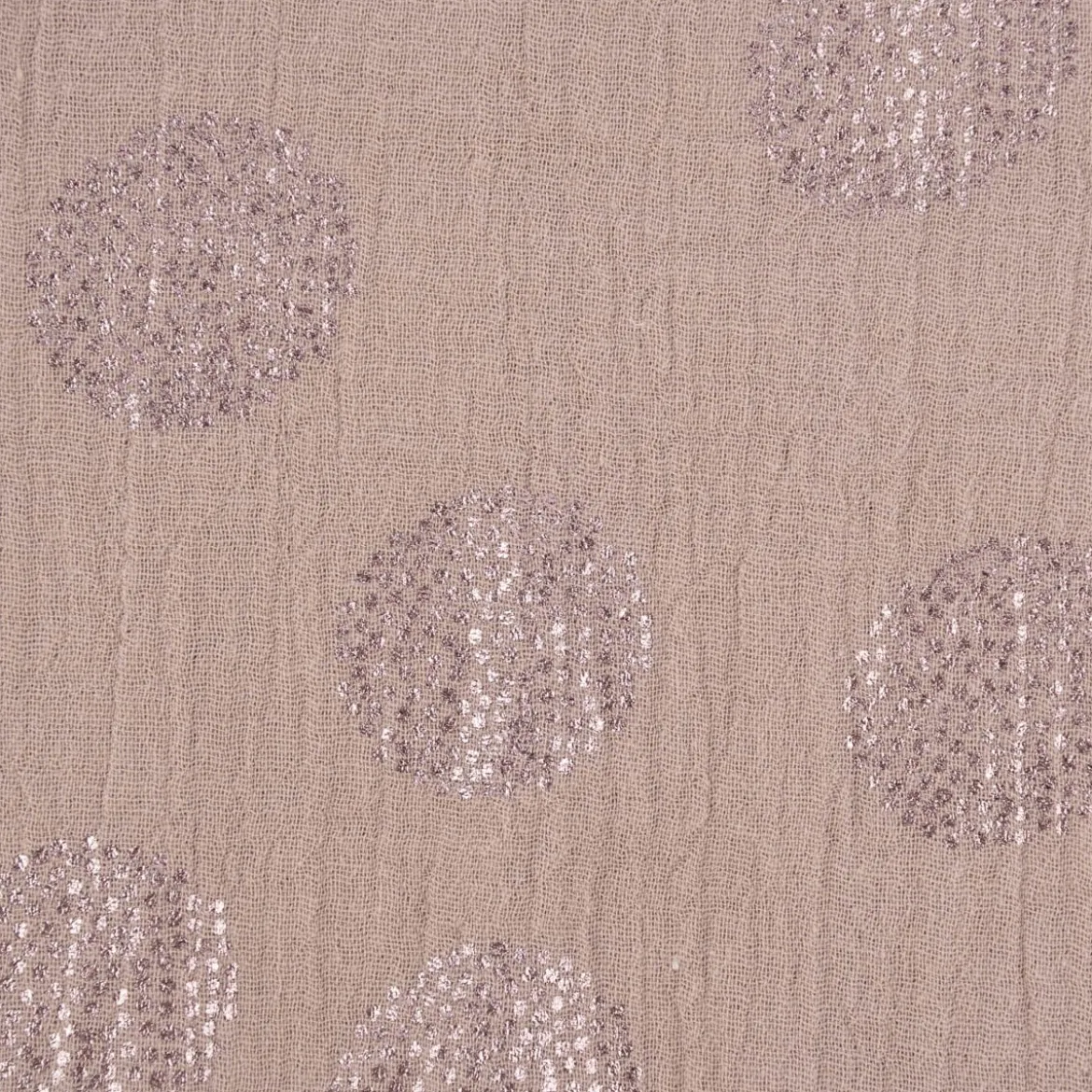 Rico Design Bekleidungsstoff Krinkel Musselin Stoffabschnitt Kirschblüten taupe metallic taupe 50x130cm