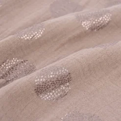 Rico Design Bekleidungsstoff Krinkel Musselin Stoffabschnitt Kirschblüten taupe metallic taupe 50x130cm