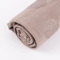 Rico Design Bekleidungsstoff Krinkel Musselin Stoffabschnitt Kirschblüten taupe metallic taupe 50x130cm