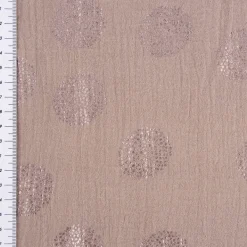 Rico Design Bekleidungsstoff Krinkel Musselin Stoffabschnitt Kirschblüten taupe metallic taupe 50x130cm