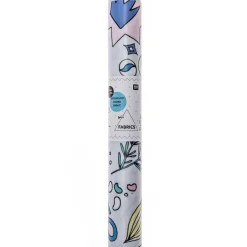 Rico Design beschichtete Baumwolle Stoffabschnitt Insekten Blätter Sterne grau bunt 25x70cm