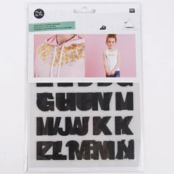 Rico Design Bügelmotivset Alphabet Buchstaben 2 Bögen schwarz glitzernd