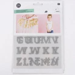 Rico Design Bügelmotivset Alphabet Buchstaben 2 Bögen silber glitzernd