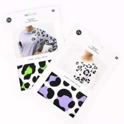 Rico Design Bügelmotivset Leo Print 1 Bogen schwarz neongrün