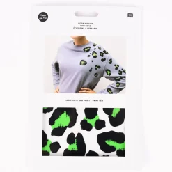 Rico Design Bügelmotivset Leo Print 1 Bogen schwarz neongrün
