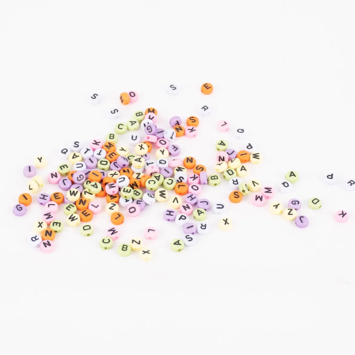 Rico Design Buchstaben Perlen rund 165 Stück pastell 6x6mm