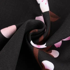 Rico Design Canvas Baumwollstoff Stoffabschnitt Kirschblüten schwarz rosa 50x140cm
