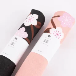Rico Design Canvas Baumwollstoff Stoffabschnitt Kirschblüten schwarz rosa 50x140cm