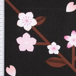 Rico Design Canvas Baumwollstoff Stoffabschnitt Kirschblüten schwarz rosa 50x140cm