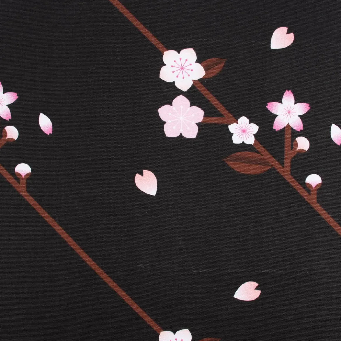 Rico Design Canvas Baumwollstoff Stoffabschnitt Kirschblüten schwarz rosa 50x140cm