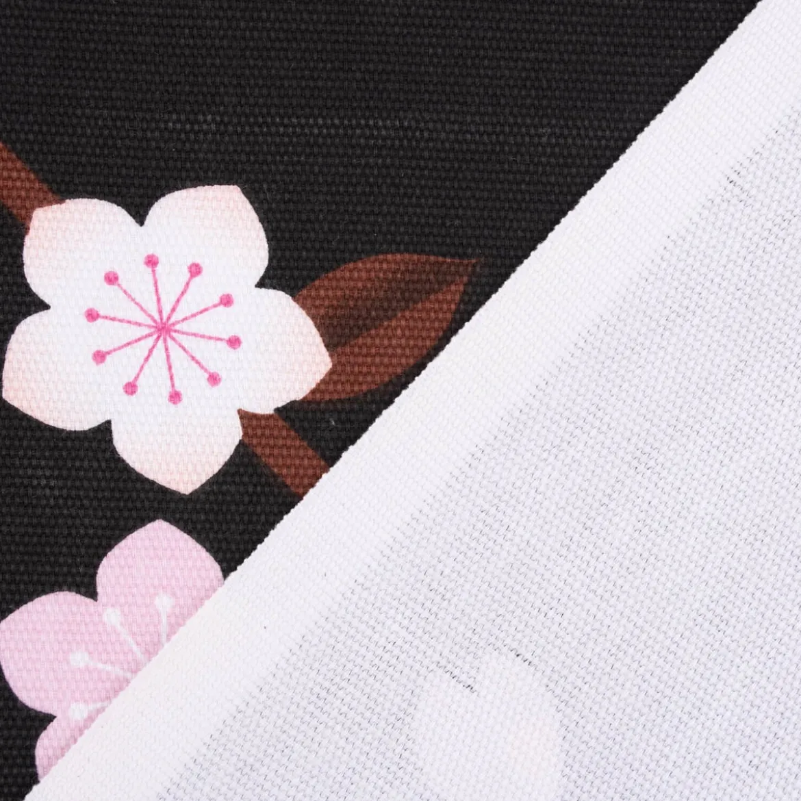 Rico Design Canvas Baumwollstoff Stoffabschnitt Kirschblüten schwarz rosa 50x140cm