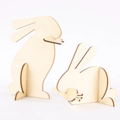 Rico Design 3D Dekofigur Steckhasen Holz natur 2 Stück