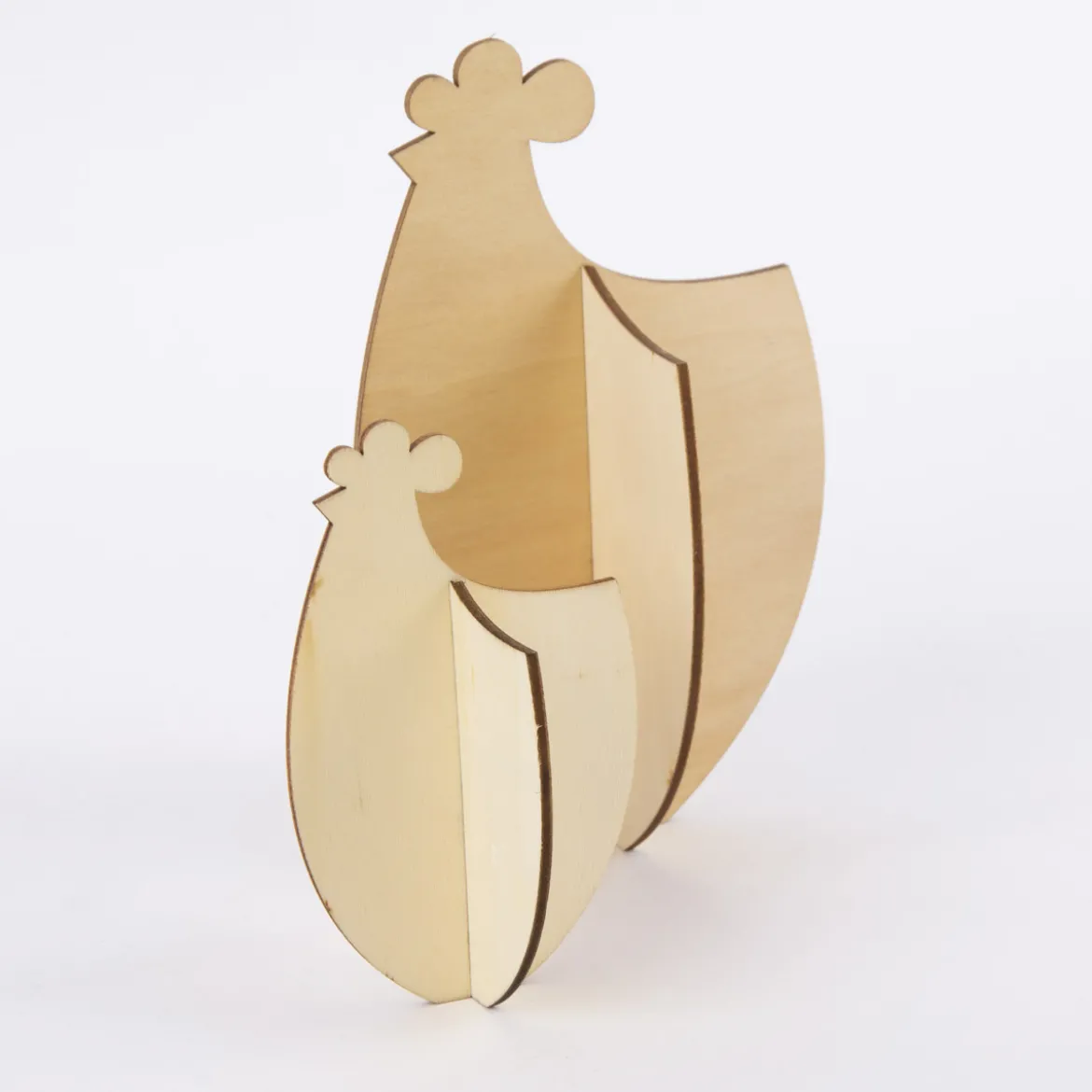 Rico Design 3D Dekofigur Steckhühner Holz natur 2 Stück