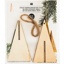 Rico Design 3D Dekohänger Steck-Tannen Holz natur 3 Stück 9x5cm