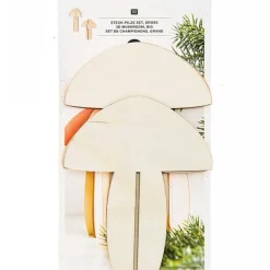 Rico Design 3D Deko Steck-Pilze zum Aufstellen Holz natur 2 Stück