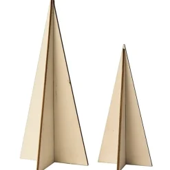 Rico Design 3D Deko Steck-Tannen zum Aufstellen oder Hängen Holz natur 2 Stück