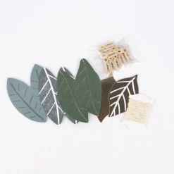 Rico Design Dekoanhänger Blätter mit Klammern Papier grün gold 8 Stück