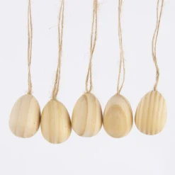 Rico Design Dekoeier zum Hängen Osterei Holz 5 Stück natur