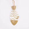 Rico Design Dekohänger Fisch Holz weiß goldfarbig 4,1x9cm