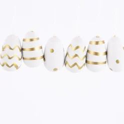 Rico Design Dekohänger Osterei Holz 6 Stück weiß gold