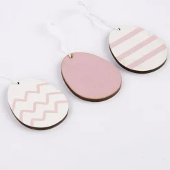 Rico Design Dekohänger Osterei Holz 3 Stück weiß rosa