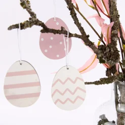 Rico Design Dekohänger Osterei Holz 3 Stück weiß rosa