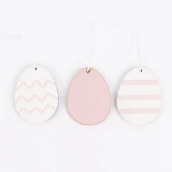 Rico Design Dekohänger Osterei Holz 3 Stück weiß rosa