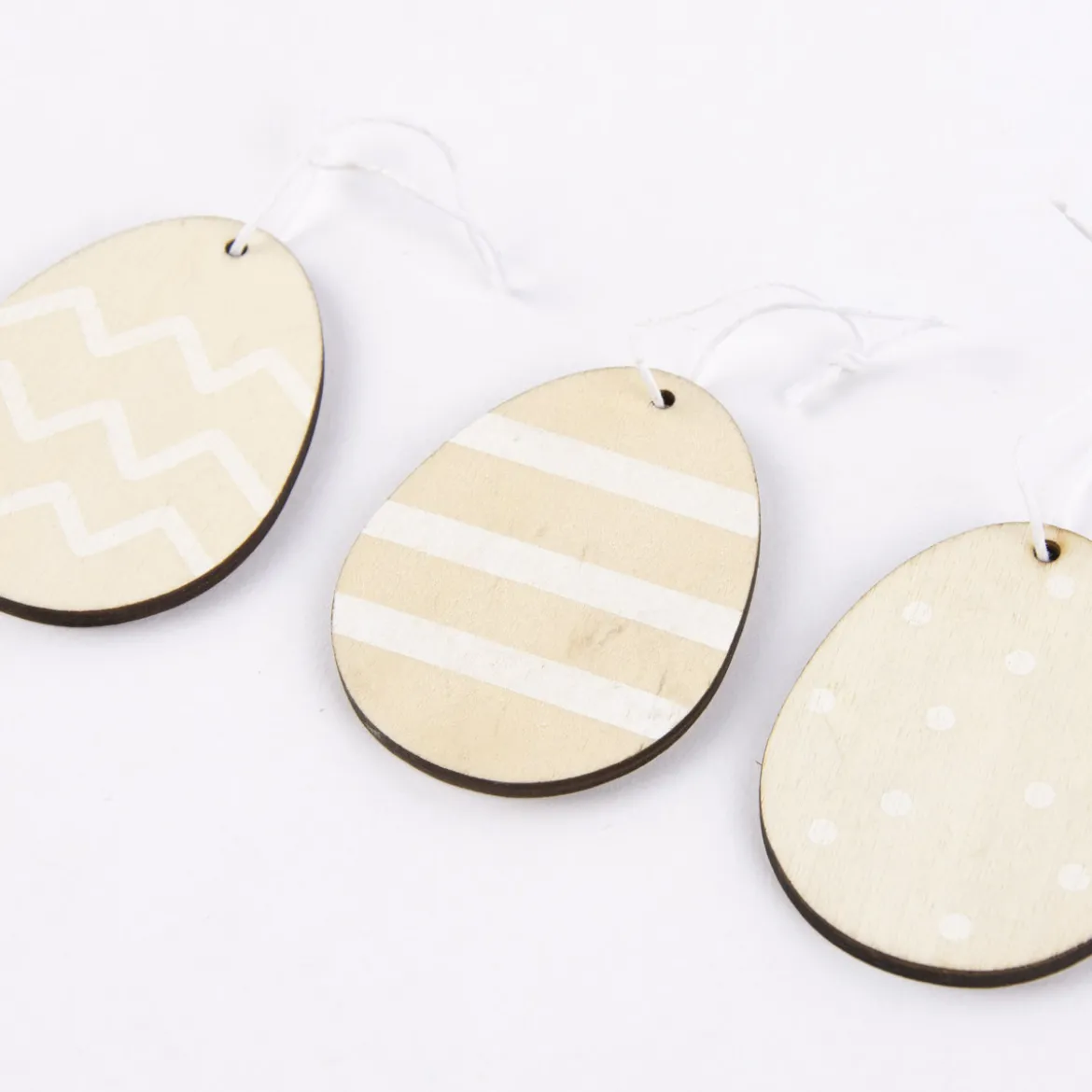 Rico Design Dekohänger Osterei Holz 3 Stück natur weiß