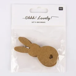 Rico Design Dekohänger Osterhase Holz 2 Stück gold