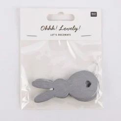 Rico Design Dekohänger Osterhase Holz 2 Stück silber