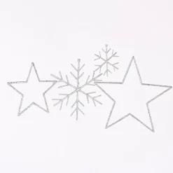 Rico Design Dekohänger Schneeflocke groß Glitter silberfarben 20x20cm