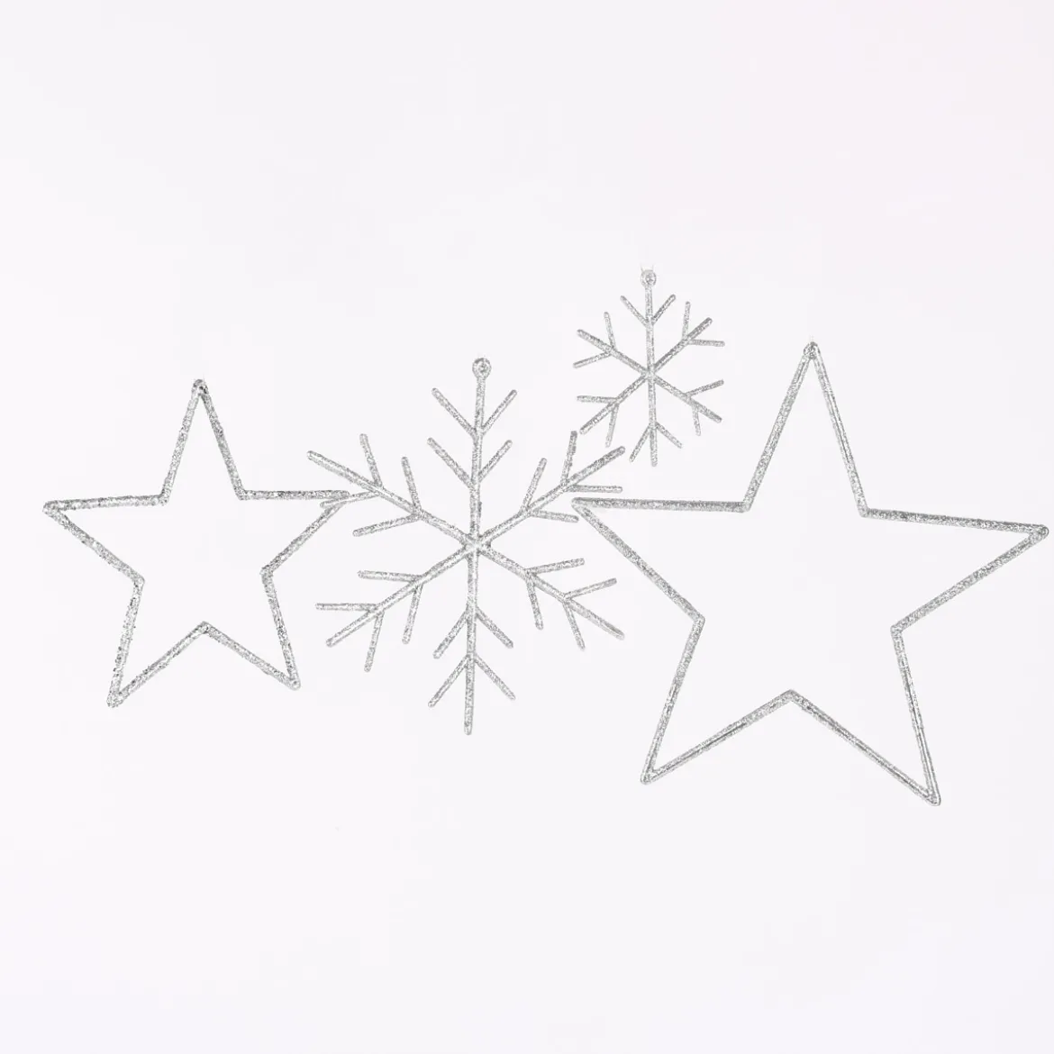 Rico Design Dekohänger Schneeflocke groß Glitter silberfarben 20x20cm