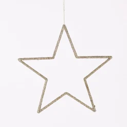 Rico Design Dekohänger Stern groß Glitter goldfarben 24,5x24,5cm