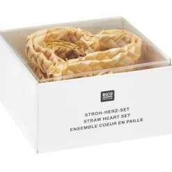 Rico Design Dekohänger Strohherzen geflochten 4 Stück natur 6x4cm