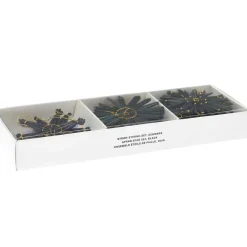 Rico Design Dekohänger Strohsterne Set 9 Stück schwarz goldfarbig 6cm